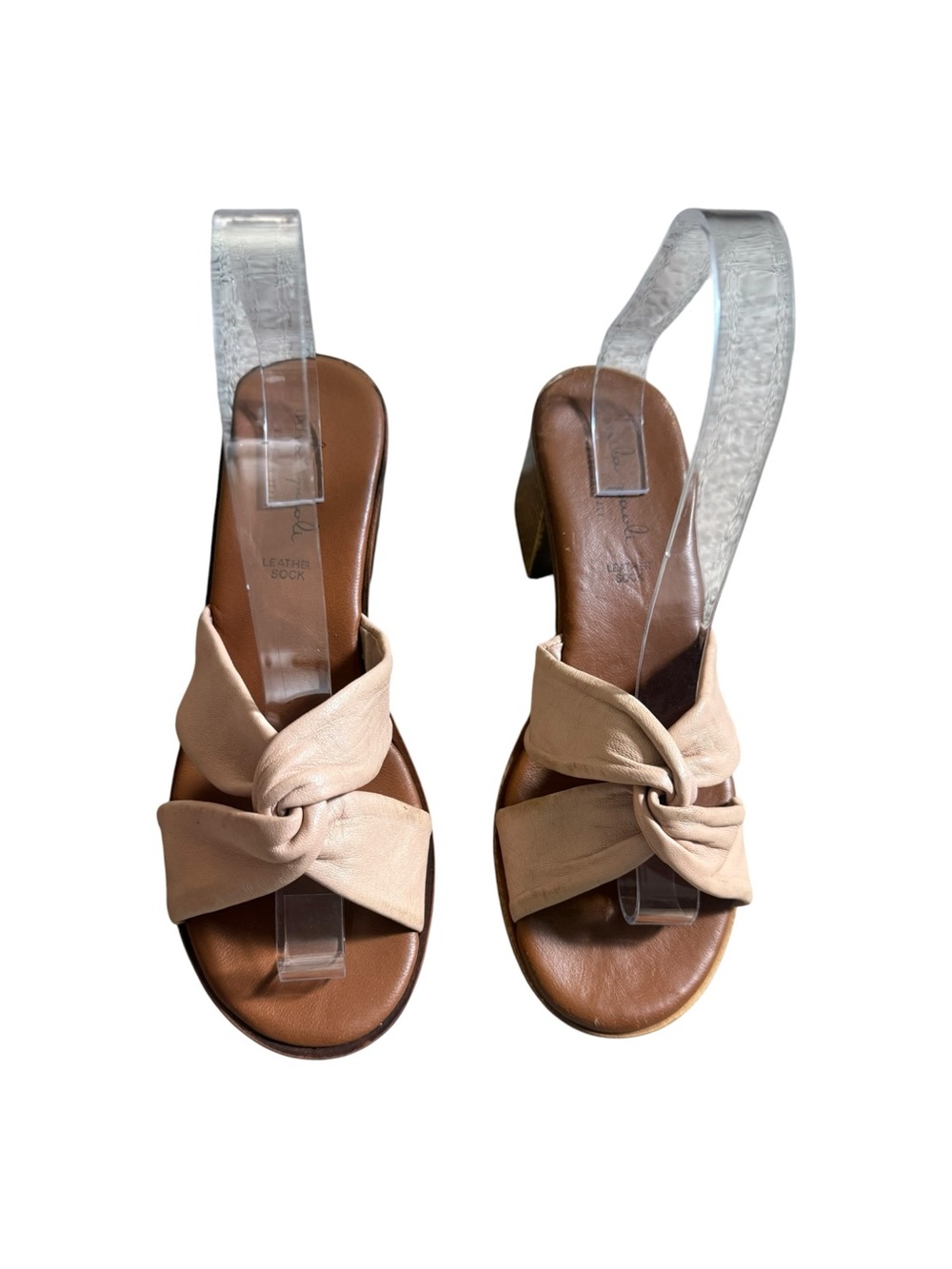 Mila Paoli Knotted Slingback Sandals Beige Size 7.5